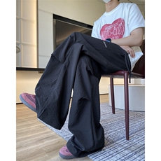 夏季新款多巴胺褶皱设计泡泡格宽松休闲裤B315-K25596-特p30控58，男装休闲裤，电商B315