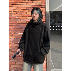 秋季新款港风美式潮流拉链设计套头连帽卫衣XZ213-W2205-P70控88，男装卫衣，星座213