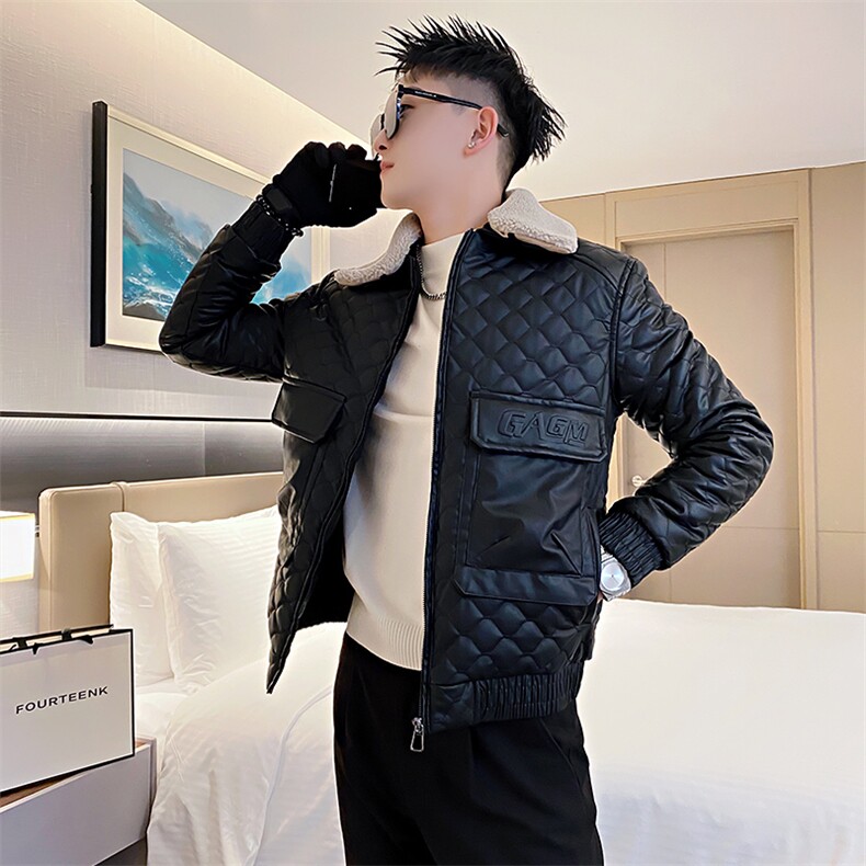 AY83/特P138控178冬季社会小伙毛领高级设计感百搭棉衣男黑首1,男装棉衣,星座305B-1