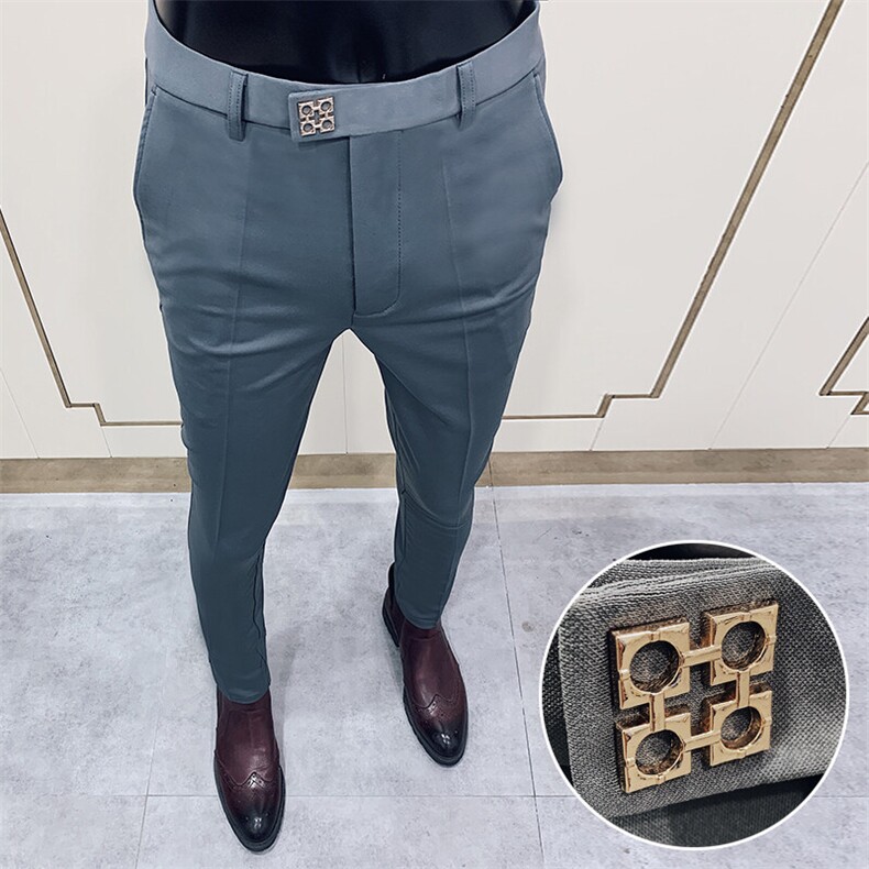 春季西裤男修身直筒高级感商务休闲裤男士裤长裤6180九分618—P55,男装西裤,电商B368