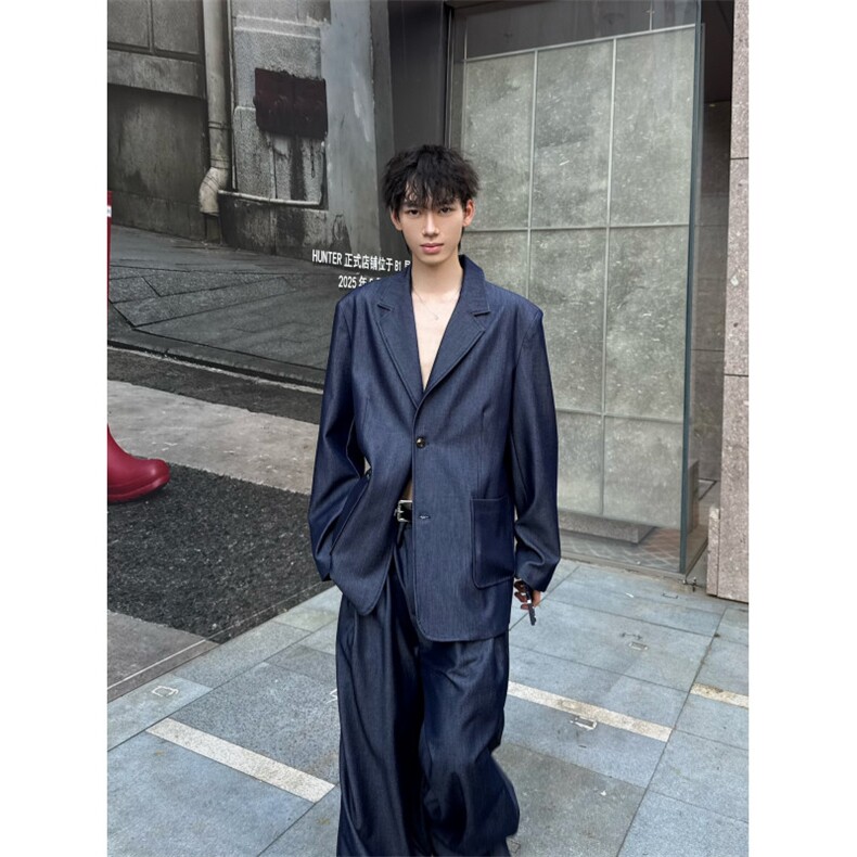 C316XZ2524P118K2526P68秋装新款拼接撞色牛仔色西服西裤套装,男装西服,电商C316