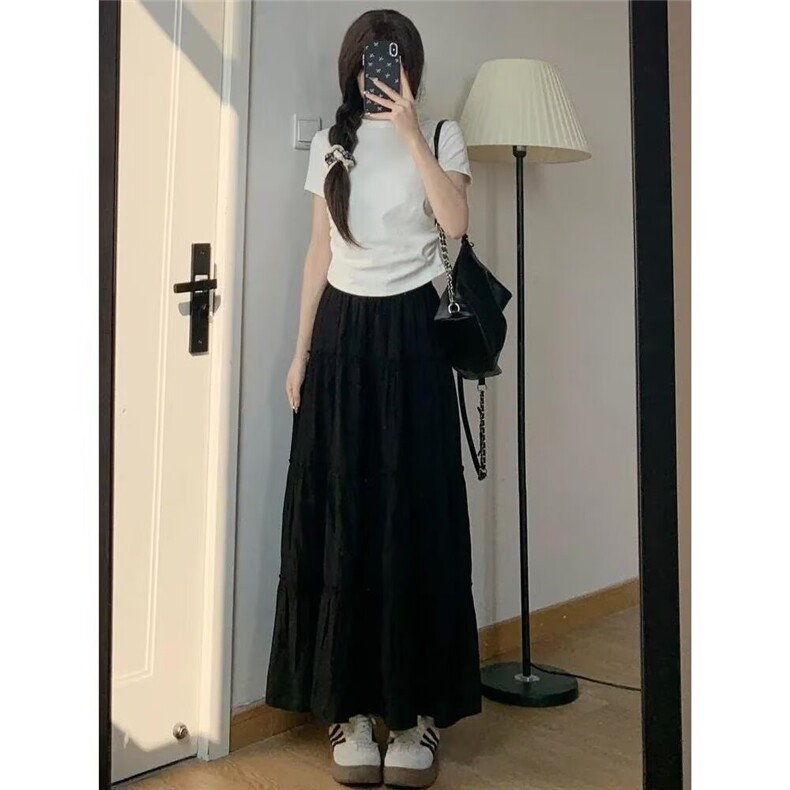 褶皱半身裙女垂感2025夏季新款a字蛋糕裙高级感蓬蓬裙中长款流行,女装半身裙,星座1210-1