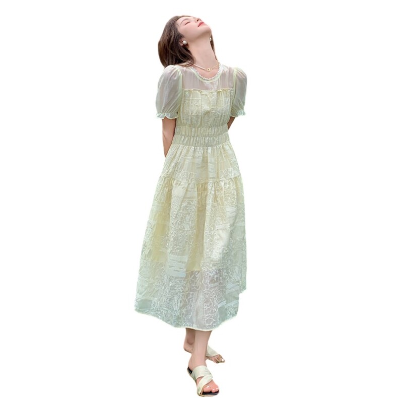 夏季新品！天丝拼接刺绣度假风连衣裙95130-208A-P165-K250,女装连衣裙,浙宝208A