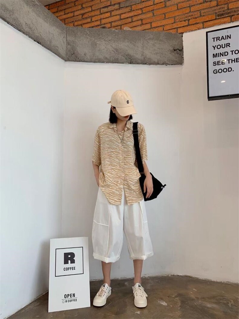 斑马纹衬衫，女装衬衫，S·F·R