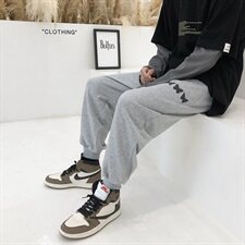 港风男休闲裤宽松印花束脚裤运动百搭卫裤N，男装休闲裤，星座1501