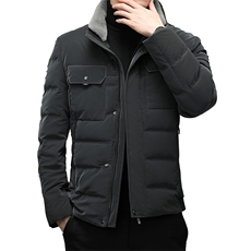 2023冬季商务休闲纯色立领羽绒服男士休闲羊毛领外套ZG2915-P260，男装羽绒服，电商B212（原钱塘6029）