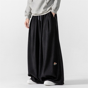 24秋冬加厚大码风灯芯绒宽松阔腿休闲裤中式男女潮K275/P70,时尚省心搭配图片