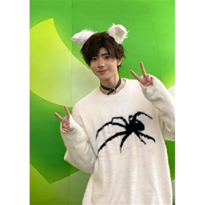 青少年新款蜘蛛图案针织衫秋冬保暖重磅痞帅高级感毛衣男MY07，男装针织衫/毛衣，星座1116A（原606A-3）