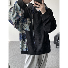 WY10148-特批47控88长袖连帽小众拼接撞色宽松大码卫衣男秋季，男装卫衣，电商A059