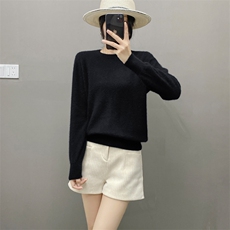 24新品平面圆领100分纯山羊绒舒适保暖时尚羊绒衫宽松通勤，女装羊绒衫，织绒羊