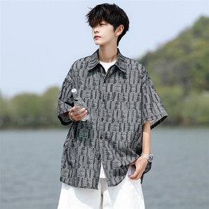 8XL-M花衬衫男款短袖夏季冰丝薄款花衬衣大码寸衫外套DC28013P38图片