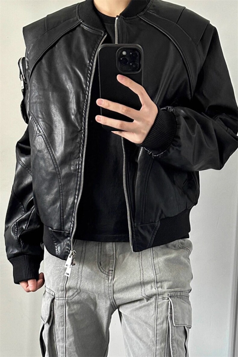 蛇纹皮衣夹克机车飞行员外套男女棒球服JK229特P95,男装皮衣,星座908-1