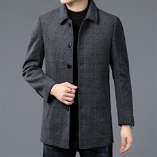 2023秋冬新款双面尼加羽绒内胆毛呢大衣中年男士商务休闲外套，男装毛呢大衣，电商B212（原钱塘6029）