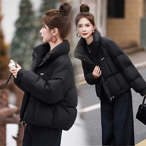 短款羽绒服女2024冬季新款小个子欧货宽松洋气红色加厚立领面包服图片
