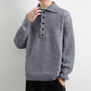 25637-特P62秋季时尚翻领毛衣男士针织衫满天星翻领宽松打底衫图片
