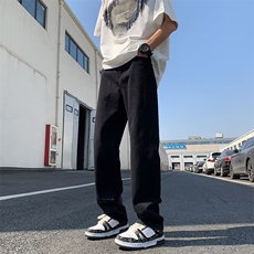 美式vibe裤子高街水洗牛仔裤男设计感小众拉链裤K693P43，男装牛仔裤，星座1116-2