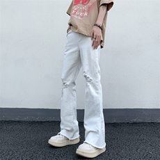 B221美式ins高街暗黑小众微喇破洞弹力牛仔裤LK23089-P65控88，男装牛仔裤，电商B221