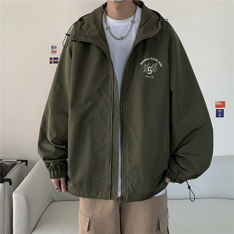 港风秋款宽松高品质连帽防水夹克F55P65控88,男装夹克,电商A247