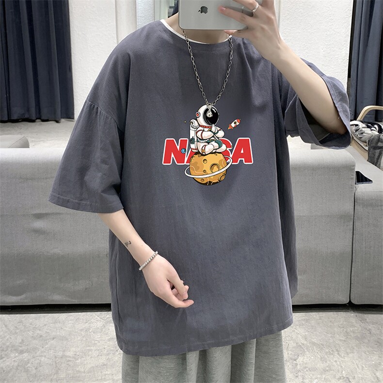 YT26289-P30亚麻短袖t恤男大码五分袖男宽松七分袖大皂风模特,男装T恤,电商A040