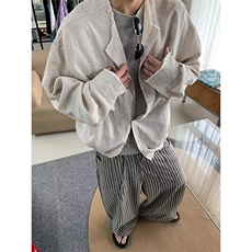 网图+秋款老钱风净版棉麻水洗长袖衬衫W1305/P45，男装衬衫，电商B350