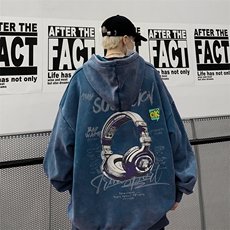美式重磅水洗复古连帽卫衣潮流大码潮牌做旧XZ517A-BK6672-P68，男装卫衣，星座517A