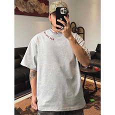 网图有货美式夏季领口双刺绣设计感圆领短袖宽松T恤男女A576-P38，男装T恤，星座1505