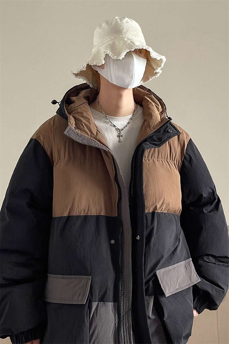 港风2026新品冬季宽松情侣装撞色棉衣棉服冬装加厚外套D008-P100,男装棉衣,星座717