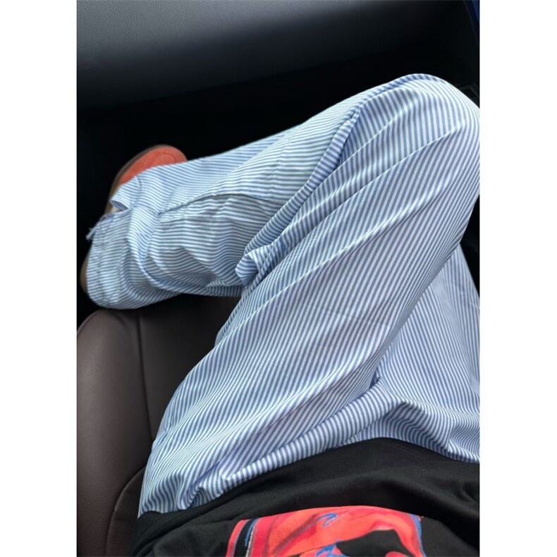 美式条纹休闲长裤秋夏男生高级感直筒裤子慵懒阔腿裤K5661-P36,男装休闲裤,星座412-3