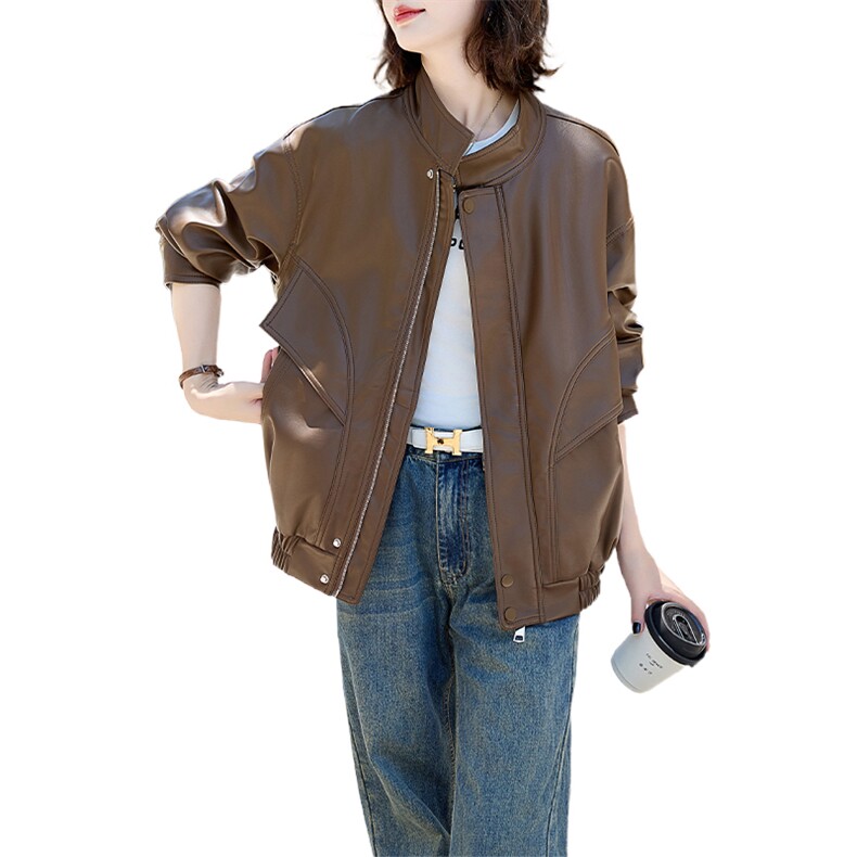 现货2024新美拉德穿搭口碑仿羊皮宝藏私服C位复古皮衣外套女秋冬,女装皮衣,江南女神