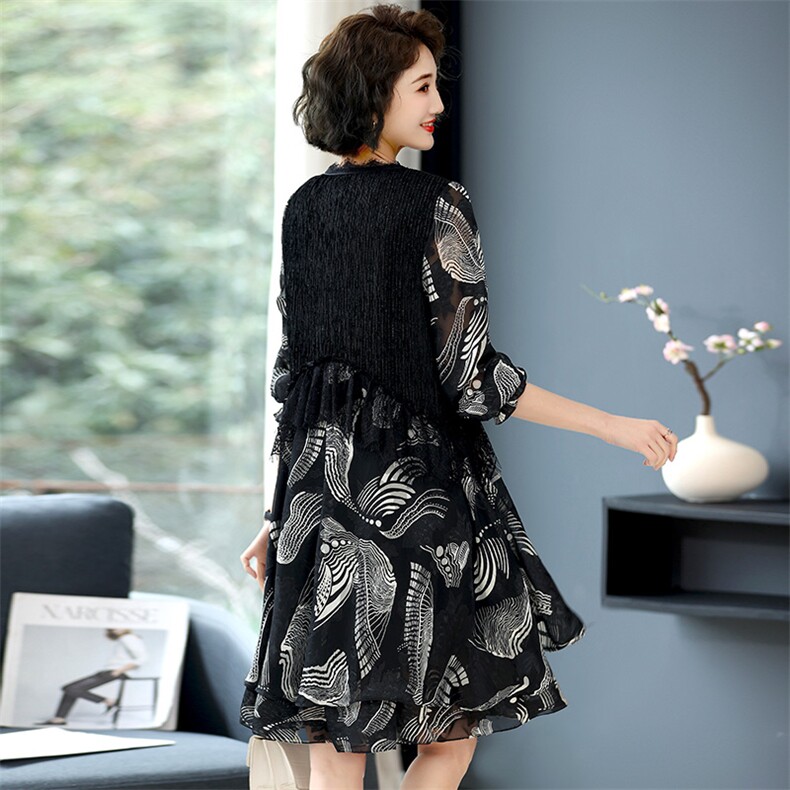 2023春季新款连衣裙花色舒适高腰显瘦潮流简约时尚，女装连衣裙，丽影随形