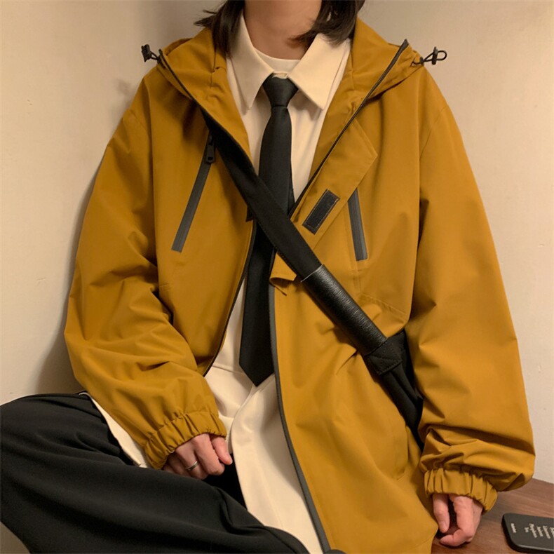 新款连帽冲锋衣夹克男港风潮流宽松休闲外套JK2307-P68图片