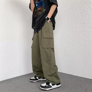 夏季美式潮牌ins宽松直筒休闲裤日系复古工装裤男 K3521-P43图片
