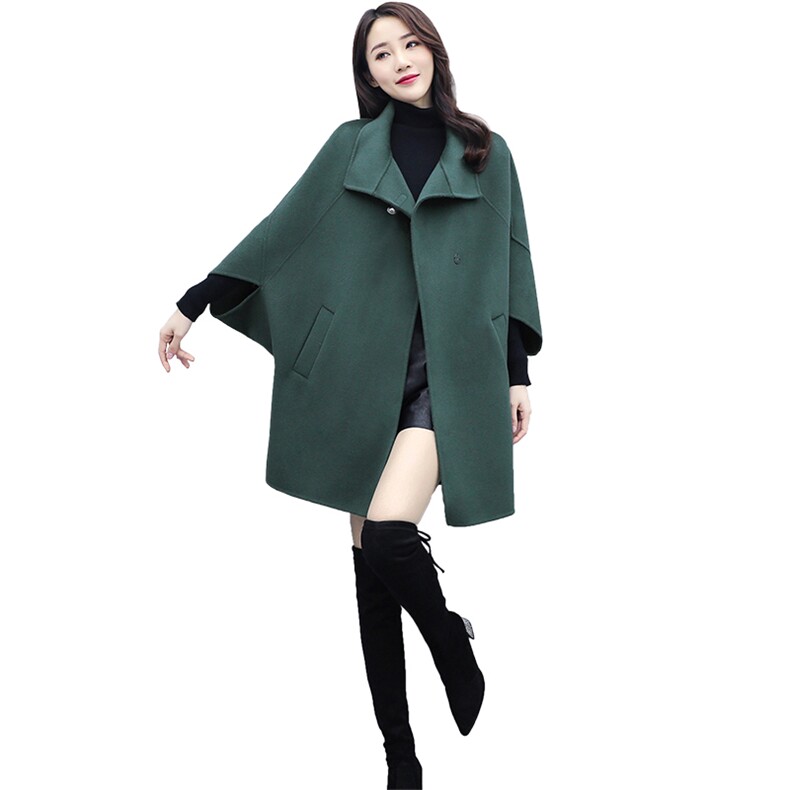 小个子毛呢女春秋2024新款韩版时尚洋气减龄百搭显瘦斗篷呢子大衣,女装毛呢外套,芷墨服饰