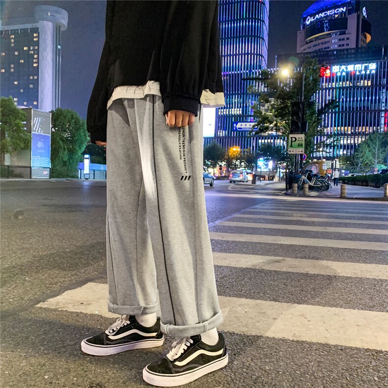 反光条拼色大码宽松百搭运动卫裤秋冬季束脚休闲长裤子K81-P55,男装休闲裤,电商C305A