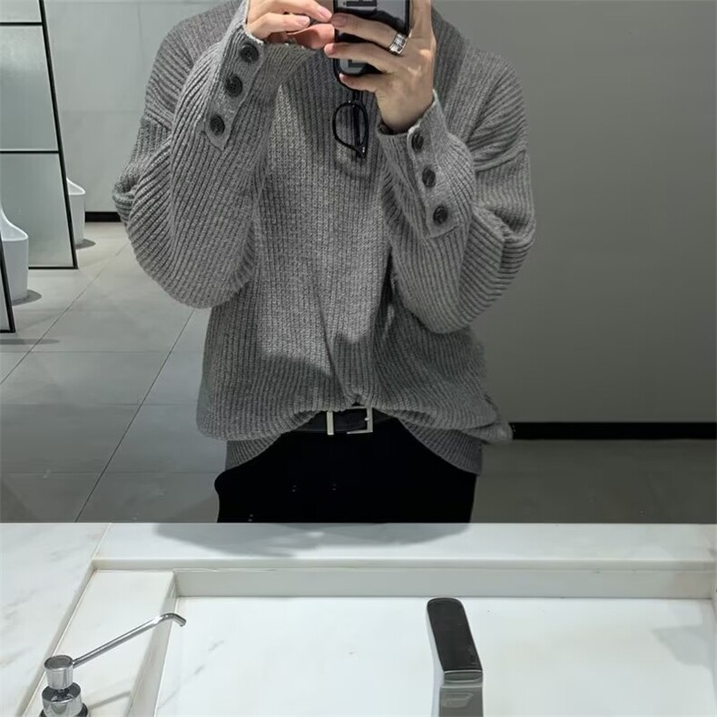 毛衣男款冬季慵懒风高级感圆领百搭打底衫潮流毛线衣MB46,男装T恤,星座1116A（原606A-3）
