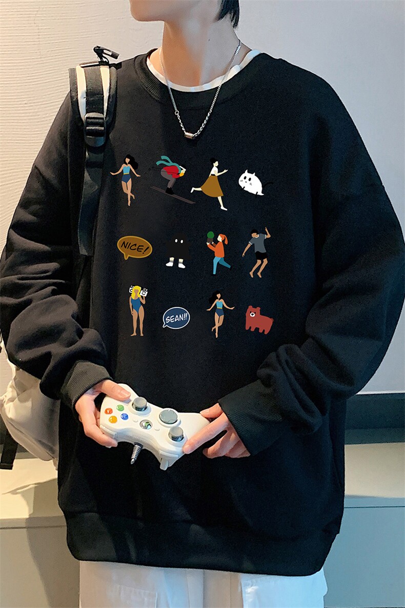 S6303-P28秋季圆领卫衣男大码韩版宽松长袖外套,男装卫衣,电商A040