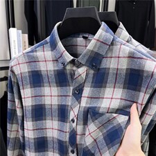 高档春秋款全棉磨毛格子衬衫欧美男装中老年男装长袖衬衣休闲上衣，男装衬衫，星座506A