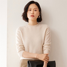 2025秋冬新款女士12针平面纯色圆领衫，女装羊绒衫，拓驰羊绒