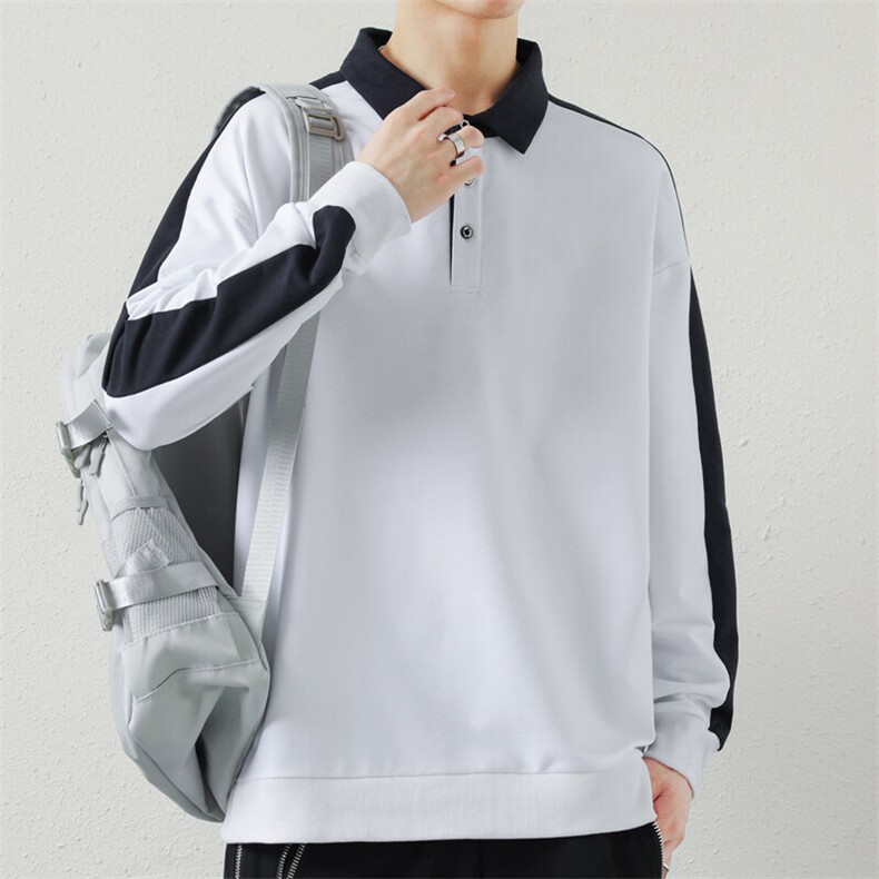 高品质日系翻领拼接长袖POLO衫男士潮款百搭卫衣男PL01-P46,男装卫衣,星座1204