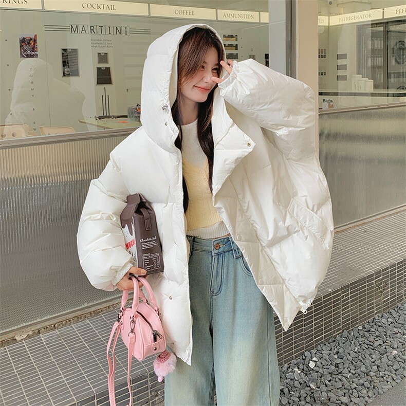 甜美氛围感优雅连帽羽绒服女冬季2025年超好看休闲90白鸭绒厚外套,女装羽绒服,2B188