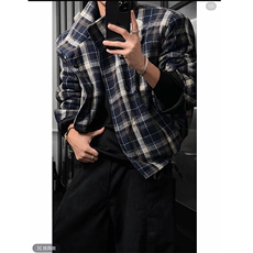 抖音秋冬加棉复古格子正反两面穿棉服夹克男M213-P128(网图），男装夹克，电商B267