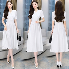 2023年夏季韩版时尚休闲修身钉珠中长款连衣裙，女装连衣裙，火爆靓佳人