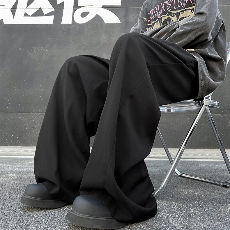 港风休闲西裤男韩版宽松坠感丝滑阔腿潮百搭X4301/P43,男装西裤,电商D202-1