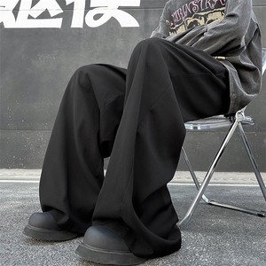 港风休闲西裤男  韩版宽松坠感丝滑阔腿潮百搭 X4301/P43图片