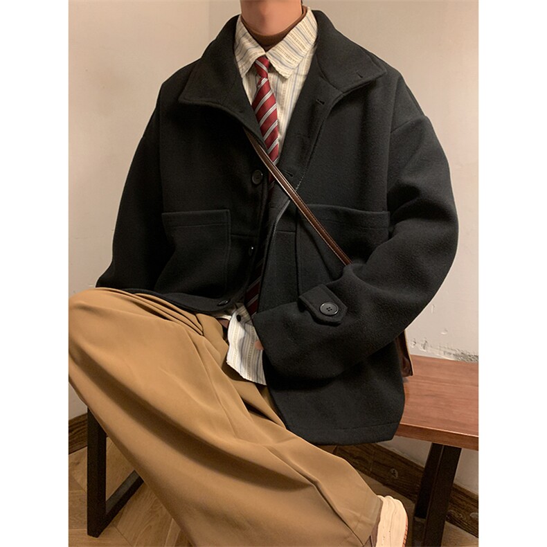 N8181/P90秋冬新款毛呢大衣男装呢料外套oversize工装毛呢夹克,男装夹克,电商A141