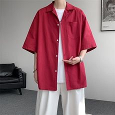 8XL-M亚麻短袖衬衫男夏薄款宽松休闲百搭大码半袖衬衣DC28002P50，男装衬衫，电商B312