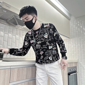 高级感印花卫衣男长袖社会小伙T恤301C-WY18-P58控78图片