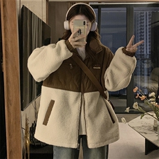 C860-P120羊羔毛拼色连帽加厚夹棉外套学生棉服，男装棉衣，星座911-2(原星座613-2）