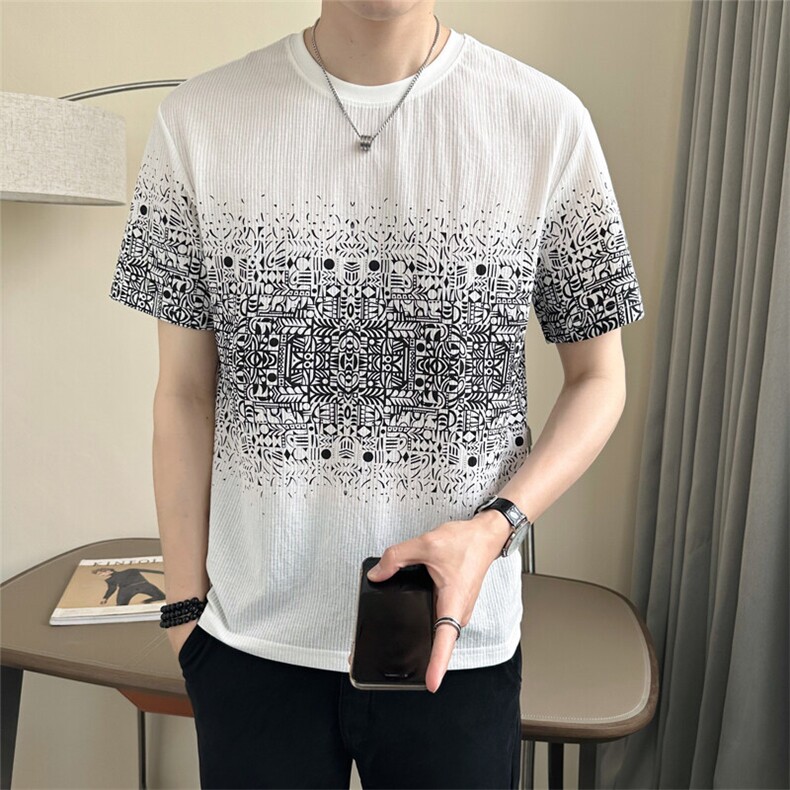 店主风棉麻定制面料品质高级感夏季短袖t恤男C317-77191-P55,男装T恤,电商C317