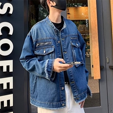 工装牛仔外套复古设计感毛边潮牌痞帅牛仔衫，男装工装外套，星座716-2